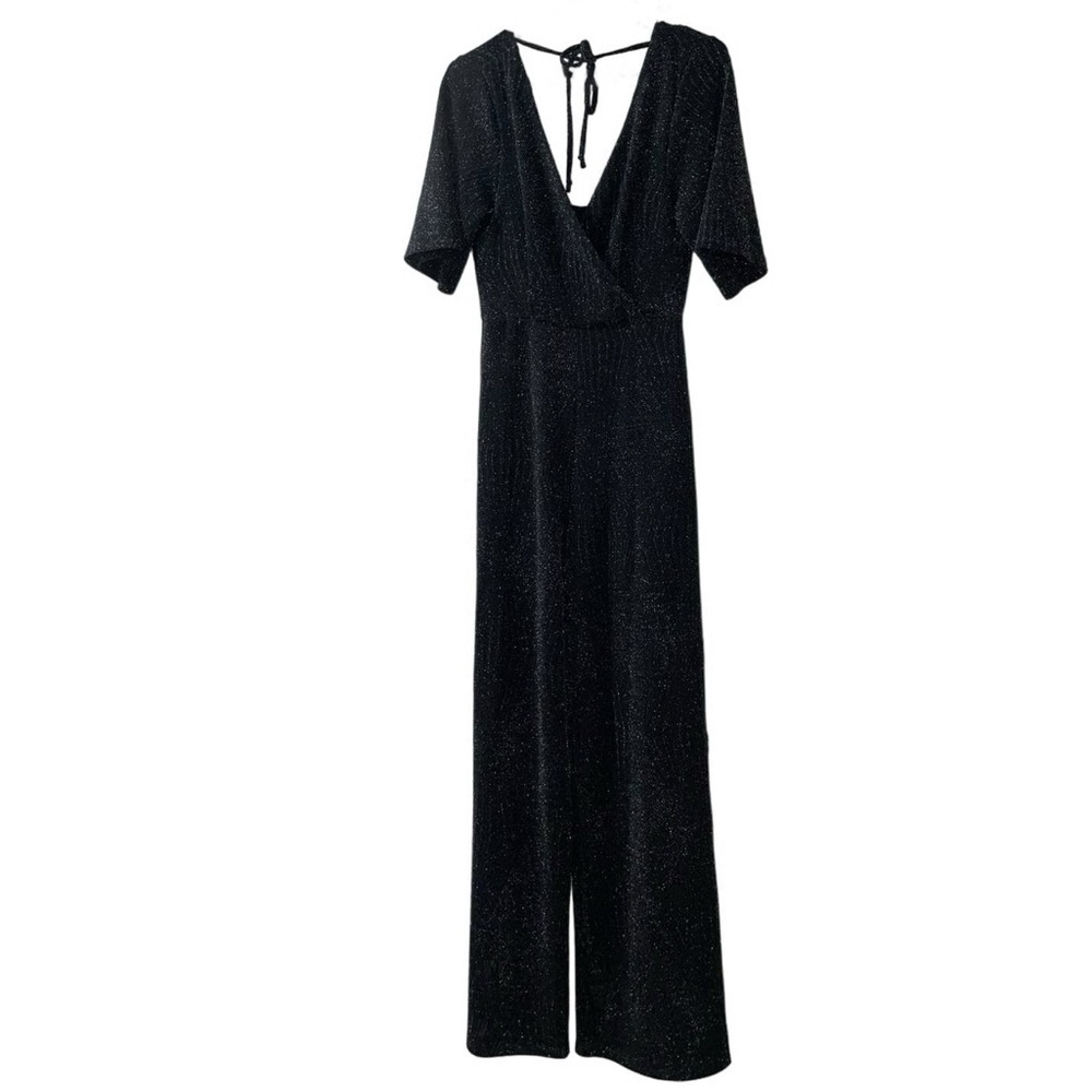 Altar'd State Glitter Shimmering Black Jumpsuit Party NYE XSmall